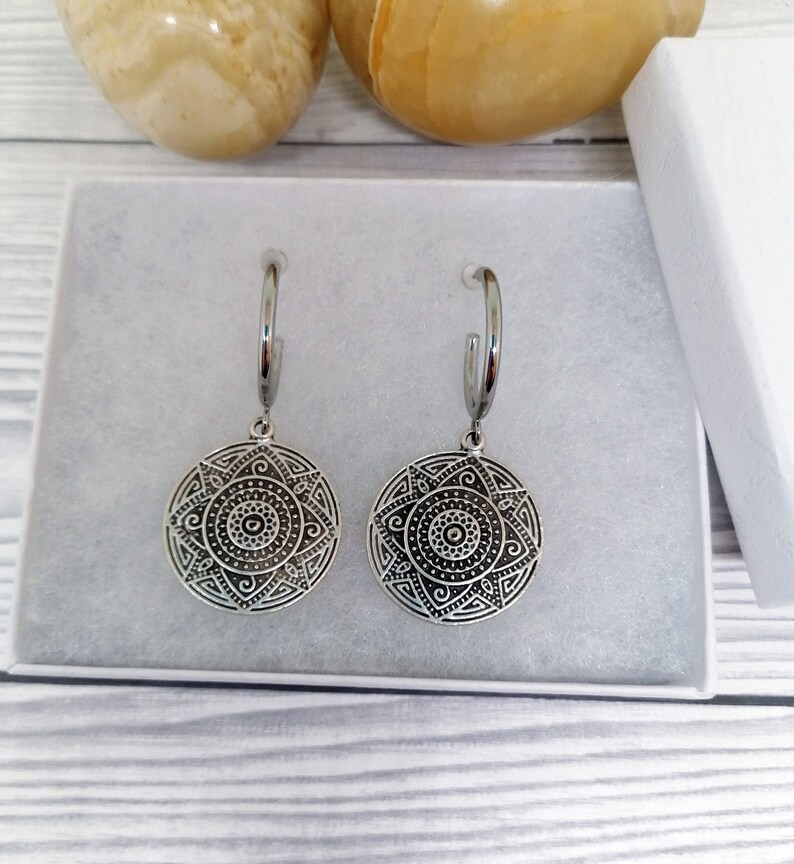 Silver coin hoop earrings Clearance
