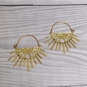 Moon phase gold hoop earrings,brass sun earrings,moon sun earrings,unique celestial earrings,statement earrings celestial jewelry lover
