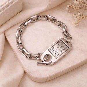 Chunky Silver Chain Bracelet: NYC ID Toggle Clasp, Jewelry Gift
