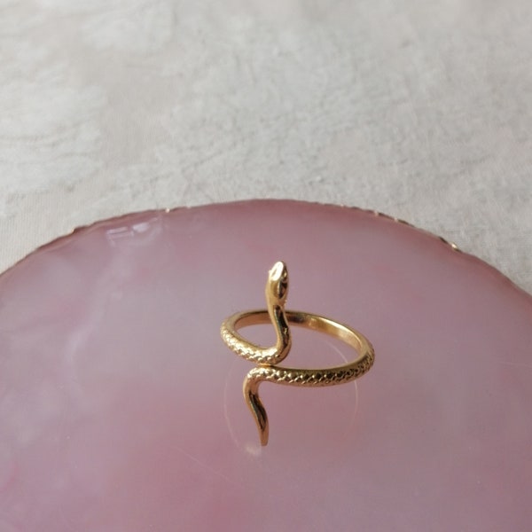 Gold snake ring, Adjustable serpent ring,gold boho ring, stackable gold ring bohemian jewelry gift for her