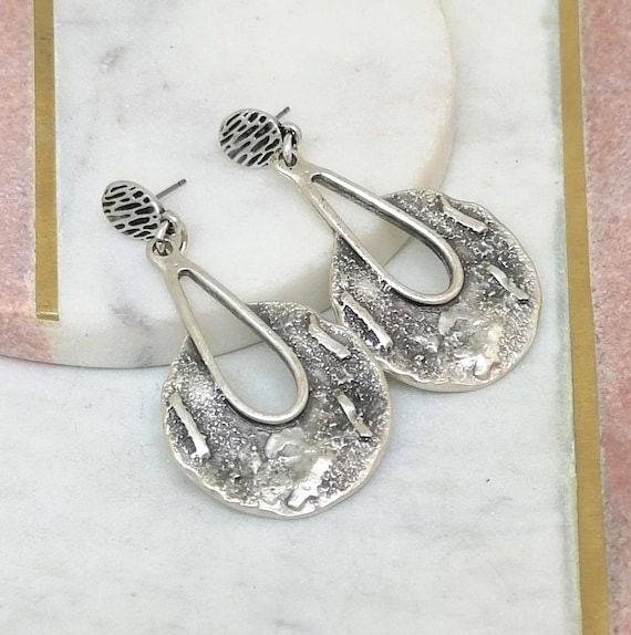 Boucle D'Oreille Ancienne En Argent - Antiquité - Occasion