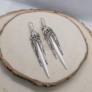 Pendientes largos de araña boho de plata antigua, pendientes de declaración tribal de plata, pendientes étnicos boho hippie regalo de joyería para ella imagen 5