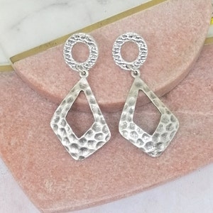 Statement Antique Silver Teardrop Earrings: Hammered Boho Earrings, Bohemian Jewelry