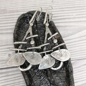 Pendientes largos de lágrima de declaración de plata antigua, pendientes colgantes abstractos, pendientes boho de plata regalo de joyería boho para ella imagen 8