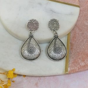 Antique Silver Teardrop Earrings: Boho Drop Earrings,