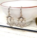 Antique Silver Boho Chandelier Earrings: Lightweight tribal dangles, bohemian hippie jewelry gift for her