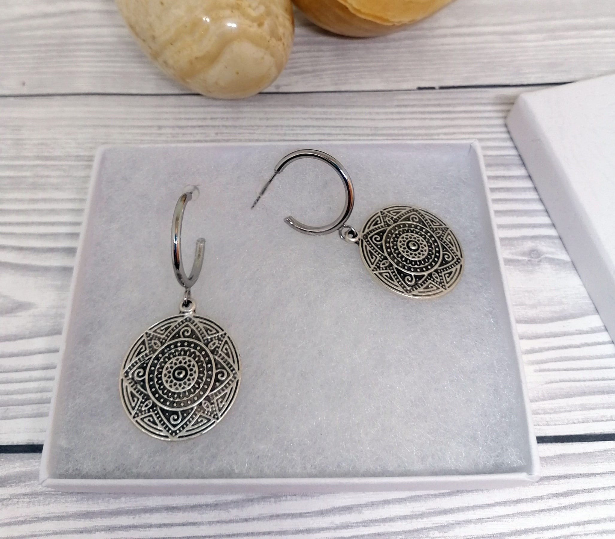 Heritage Mini Hoop Earrings, Silver main image 1
