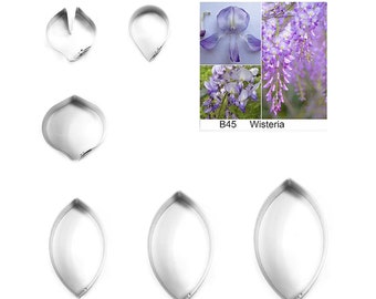 Wisteria Petal and leaf Full Set Cutters fondant sugar flower cutters baking cake decorations Polymer Clay Cold Porcelain gumpaste tools