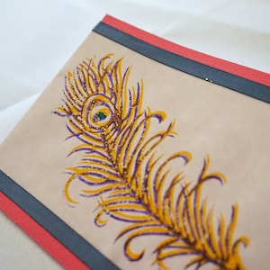 Handmade Peacock Feather Design Cards