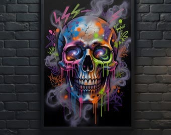 Graffiti Skull Matte Poster 24" x 36" | Vertical Wall Art, Urban Gothic Street Style
