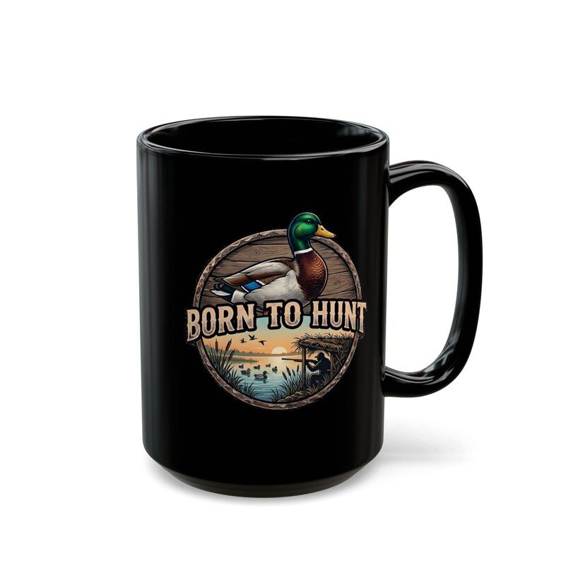 Mug chasse au canard, cadeau canard colvert, chasseur de sauvagine, né pour chasser image 6