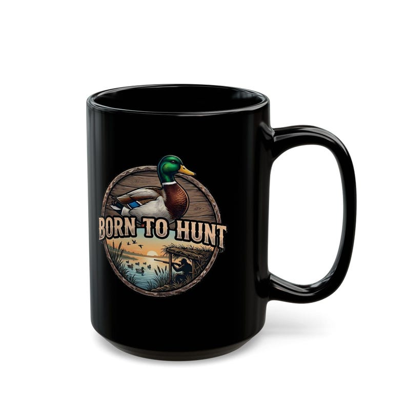 Mug chasse au canard, cadeau canard colvert, chasseur de sauvagine, né pour chasser image 3