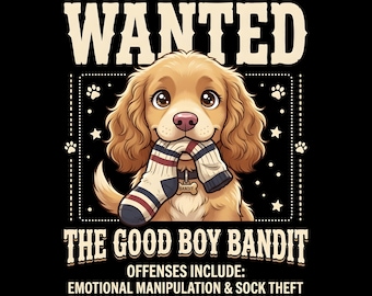 Funny Cocker Spaniel PNG, Wanted Dog Sublimation Design