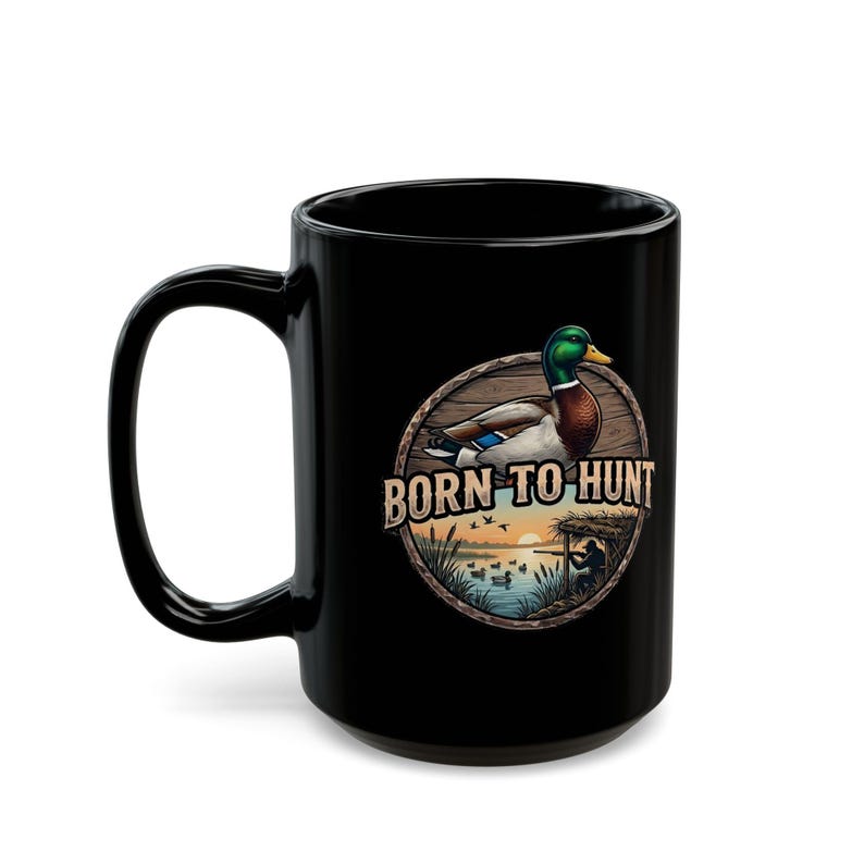 Mug chasse au canard, cadeau canard colvert, chasseur de sauvagine, né pour chasser image 4
