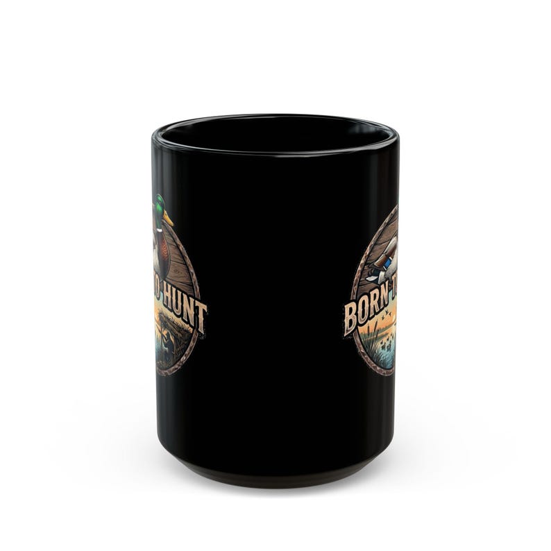 Mug chasse au canard, cadeau canard colvert, chasseur de sauvagine, né pour chasser image 2