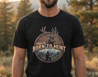 Elk Hunting Shirt, Bull Elk Rifle Tee, Big Game Hunter Gift, Born to Hunt