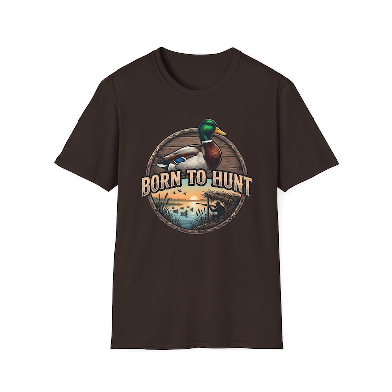 Duck Hunting Shirt, Mallard Drake Tee, Waterfowl Hunter Gift, Born to Hunt Dark Chocolate