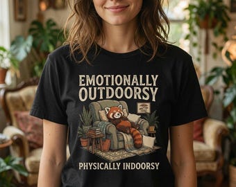 Red Panda Shirt Emotionally Outdoorsy Physically Indoorsy Gift, Cottagecore Tee