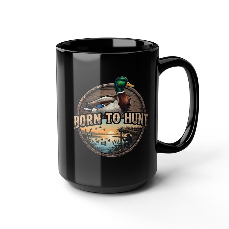 Mug chasse au canard, cadeau canard colvert, chasseur de sauvagine, né pour chasser image 7