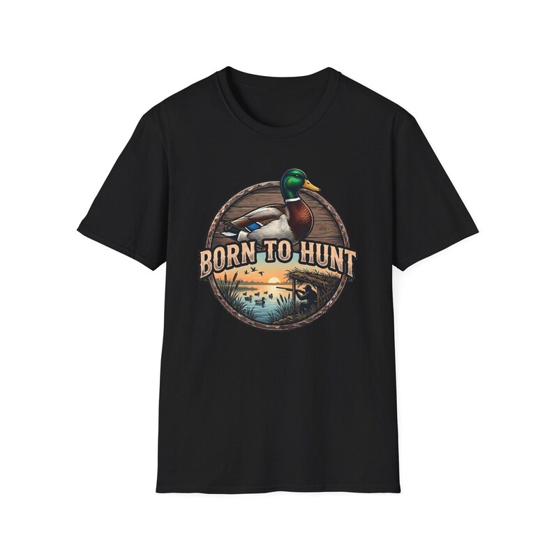 Duck Hunting Shirt, Mallard Drake Tee, Waterfowl Hunter Gift, Born to Hunt Black