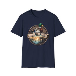 Duck Hunting Shirt, Mallard Drake Tee, Waterfowl Hunter Gift, Born to Hunt Navy