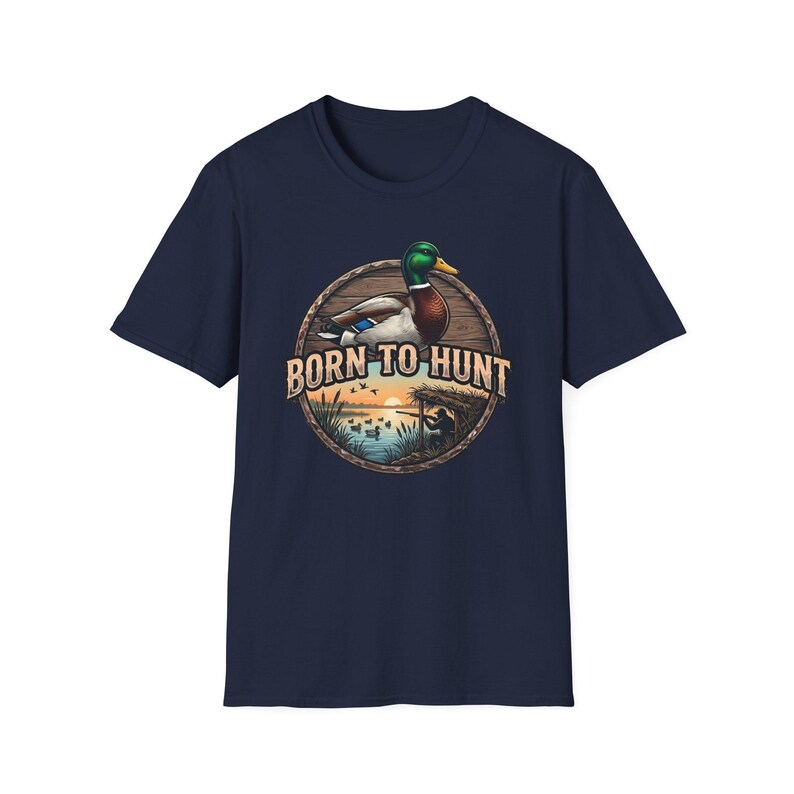Duck Hunting Shirt, Mallard Drake Tee, Waterfowl Hunter Gift, Born to Hunt Navy