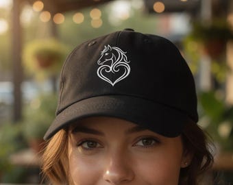 Embroidered Horse Heart Hat, Equestrian Baseball Cap, Horse Lover Gift, Cowgirl Cap