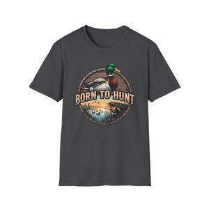 Duck Hunting Shirt, Mallard Drake Tee, Waterfowl Hunter Gift, Born to Hunt Dark Heather