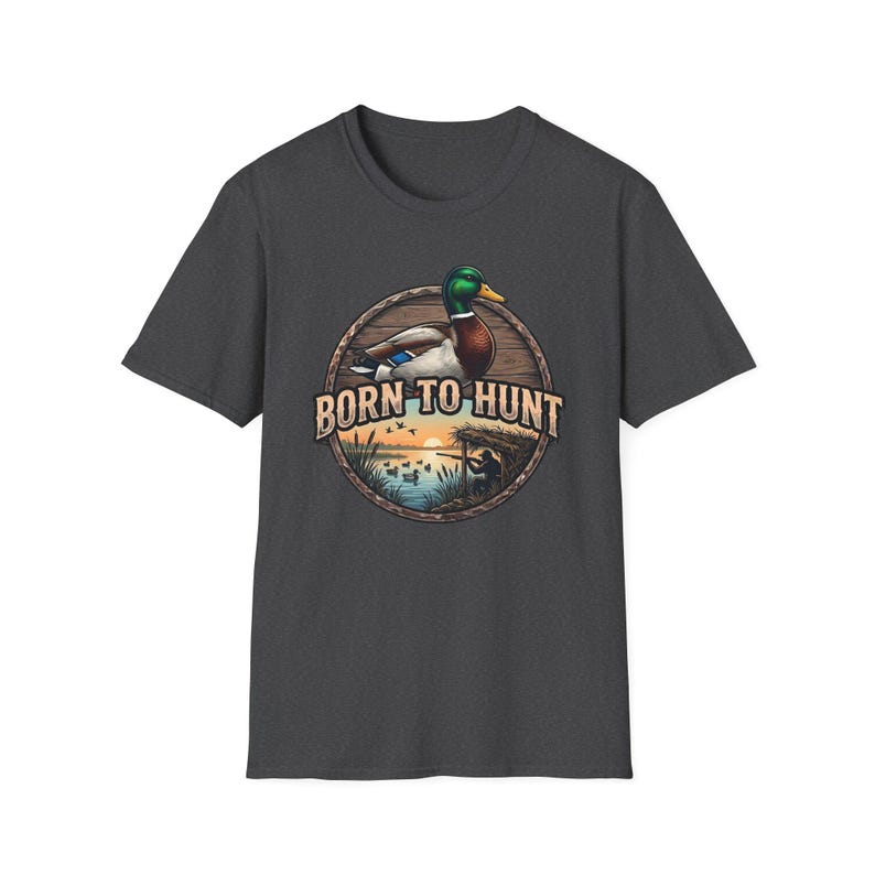 Duck Hunting Shirt, Mallard Drake Tee, Waterfowl Hunter Gift, Born to Hunt Dark Heather