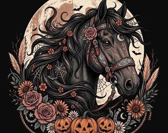 Halloween Horse PNG: Spooky Western Equestrian Design