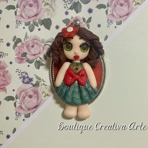 Doll in fimo - Parisian - girl fimo necklace - fimo jewelry