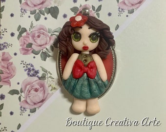 Doll in fimo - Parisian - girl fimo necklace - fimo jewelry