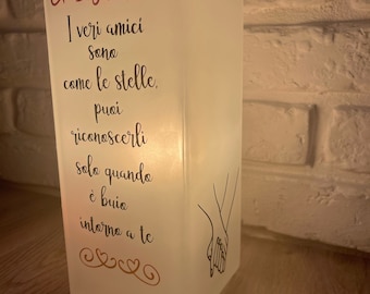 Lampada vetro comodino personalizzabile con frasi