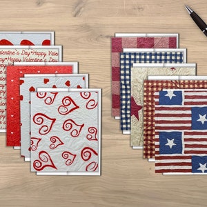 Feestartikelencollecties / 5 kaarten met patroonthema / Blanco kaarten en enveloppen / 4 juli / Valentijnsdag