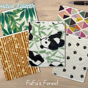 FuFu's Forest Special Edition / Panda Thema / 5 BTJ Themed Cards / Grußkarten und Umschläge