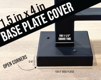 Modern Square Base Cover for 1.5" Square Tube Railing, Post Skirt Cover Plate