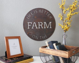 Life is better on the farm metal sign