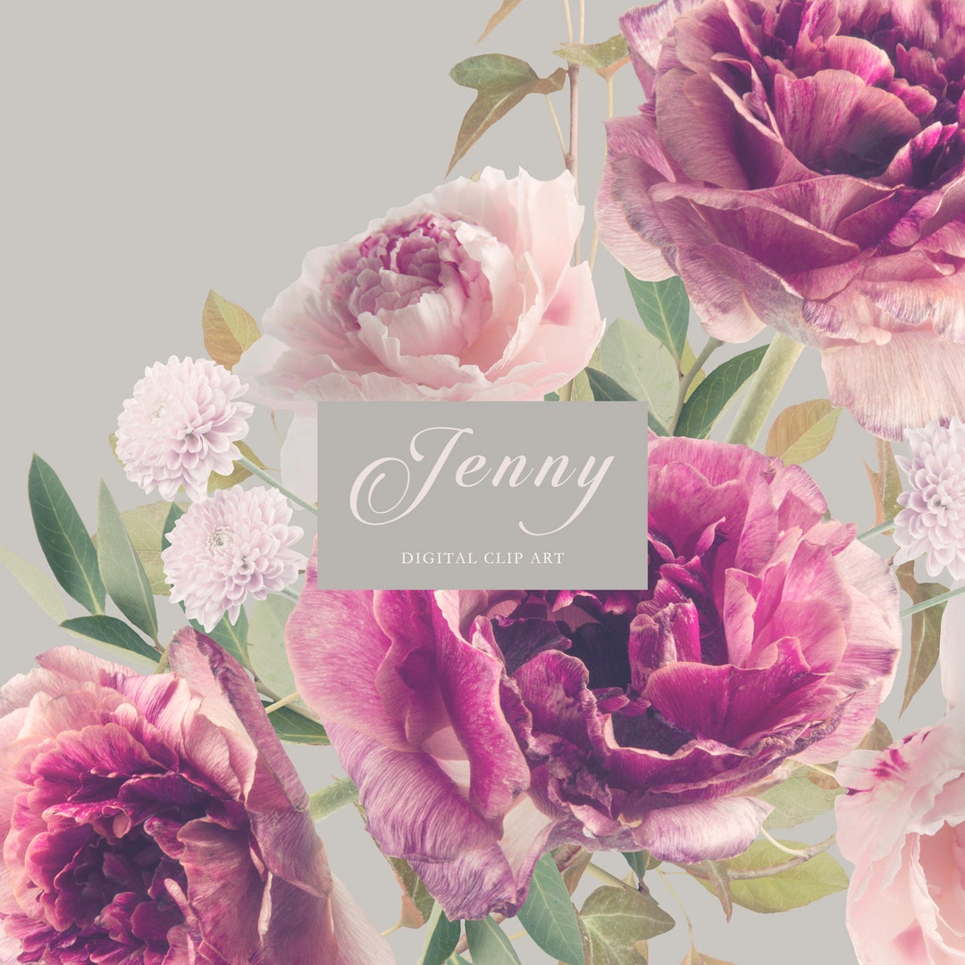 Jenny Floral Clip Art Real Flowers Clipart High Etsy