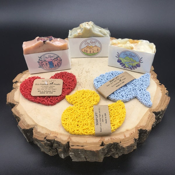 SOAP LIFT - More New Shapes! Red Heart, Fish, Ducks, Bears, Whales, Dog Bones, Snowflakes, Lots of Cool Colors - Soap Dish, Soap Lifts, Bath