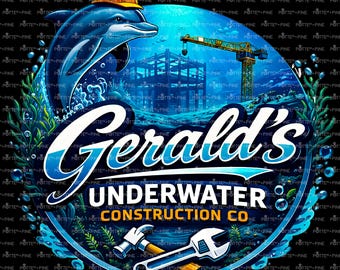 Gerald's Underwater Construction Company T-shirt, Mermaid, Florida, Gerald the Dophin, Humor, Funny, Ocean