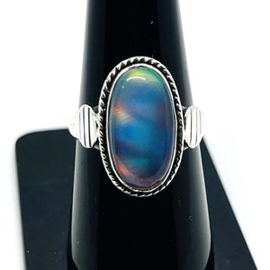 Multi Fire Aurora Opal Ring, Opal 925 Sterling Silver Ring, Opal Doublet Silver Ring, Boho Jewelry, Engagement Ring, Anniversary Ring