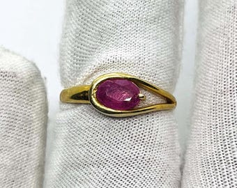 Natural Ruby Ring~ 925 Sterling Silver Ring~ Gold Vermeil Ring~ Bangkok Ruby Jewelry~ Handmade Ring~ Anniversary Gift For Her