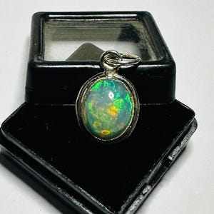 Natural Ethiopian Opal Pendant- Opal Jewelry- Multi Fire Opal 925 Silver Pendant - Opal necklace - Opal birthstone Gift For Her Jewelry