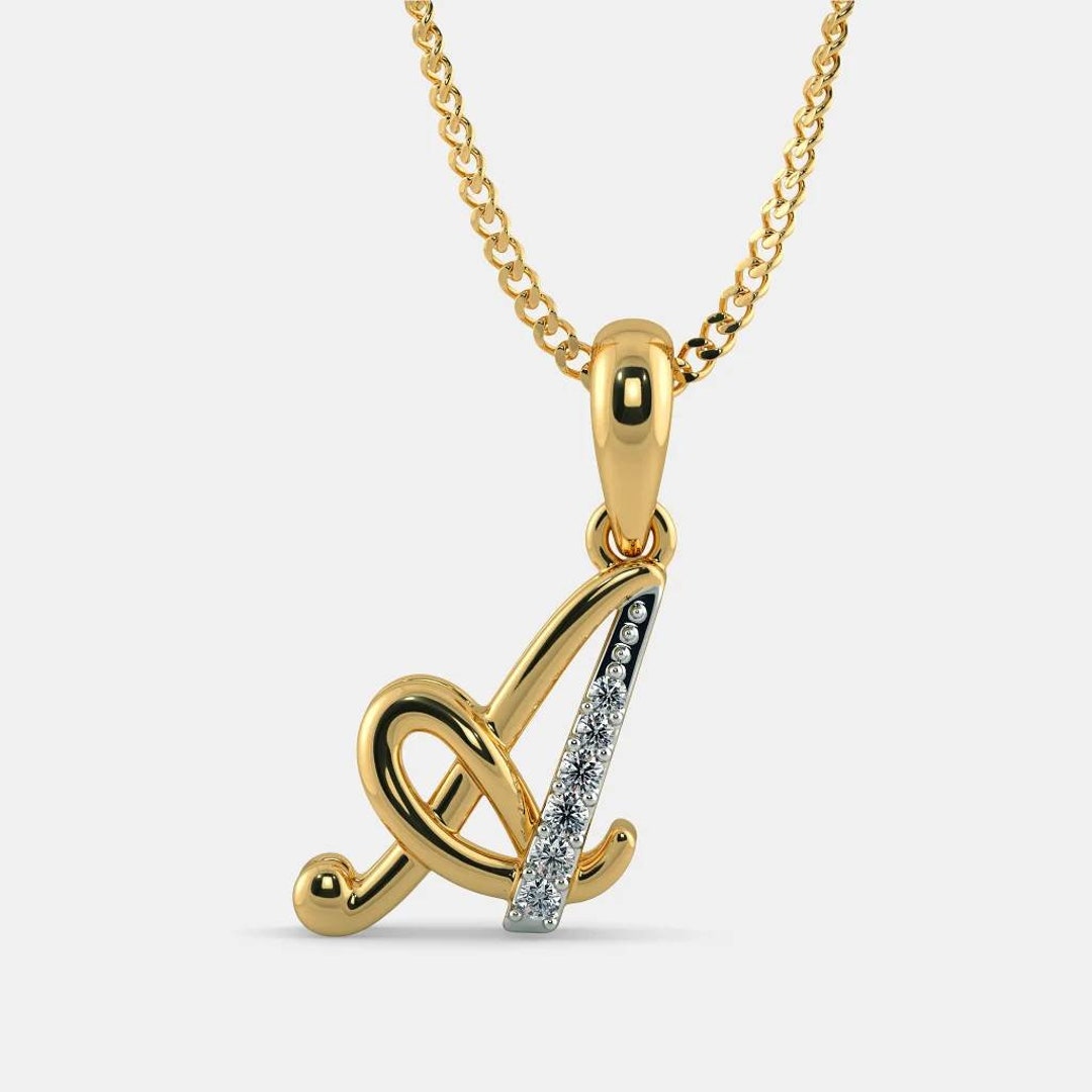 18K Real Gold Pendant Alphabet Pendant Gold Pendant Jewelry Etsy