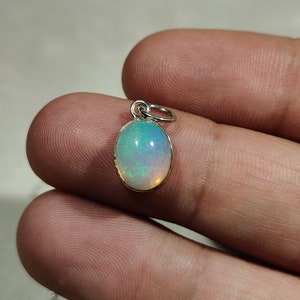 OPAL Pendant - Large Opal Pendant - Genuine Opal- Gemstone Necklace - Rainbow Opal - White Opal - Opal Jewelry - Statement Pendant