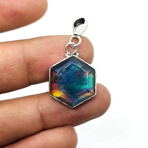 Aurora Opal Pendant- 925 Sterling Silver Necklace- Dainty Opal Pendant- Minimalist Silver Pendant- Handmade Jewelry- Gift For Her