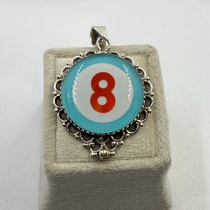 Sterling Silver Billiards Ball Pendant: Turquoise & Aurora Opal