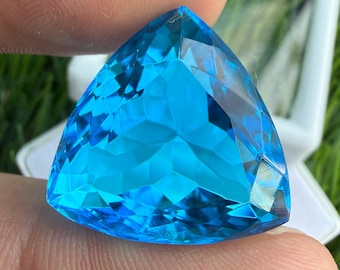 Blue Topaz Triangle Gemstone, 27.90 Faceted Topaz Stone, Healing Crystal, Making For Jewelry