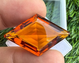 AAA Citrine Rhombus 33Ct Loose Stone, Faceted Hand Polished Orange Stone, Making For Necklace