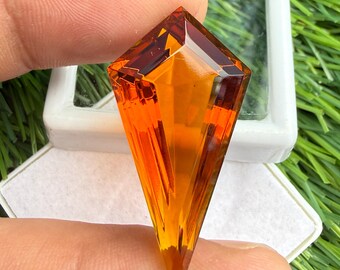 Orange Citrine Loose Stone, Handmade Citrine Kite Stone, Making For Pendant 28.25Ct